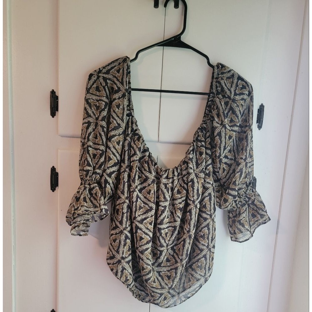 Misa Los Angeles Off The Shoulder Printed Boho Top Medium